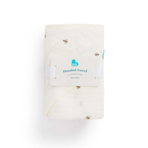 Hooded Towel Muslin Cream Bees