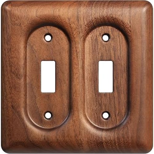 Decorative Light Switch Plates Solid North American Walnut Double Toggle Light Switch Cover, 2-Gang Wall Plate