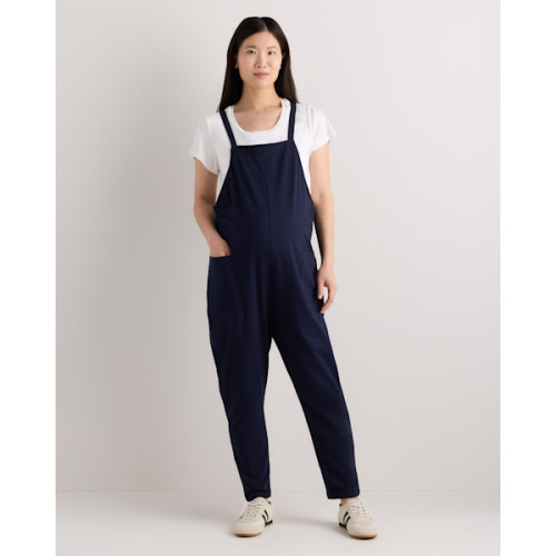 Organic Cotton Maternity Overalls in Deep Navy