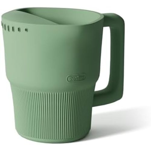 Roslim Silicone Baby Bath Rinse Cup - Shampoo & Body Washing Rinser for Kids & Toddlers, Lightweight Bath Cups for Rinsing Hair, Easy-Grip Handle, Ultra Soft Material (Olive Green)