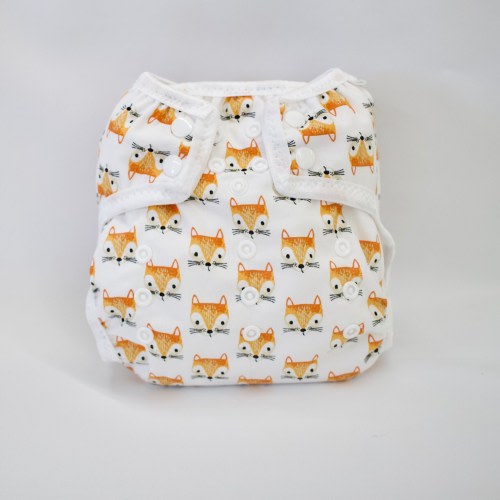 One Size Fox cloth diaper for prefolds or inserts, OS Diaper cover, AI2 Diaper,