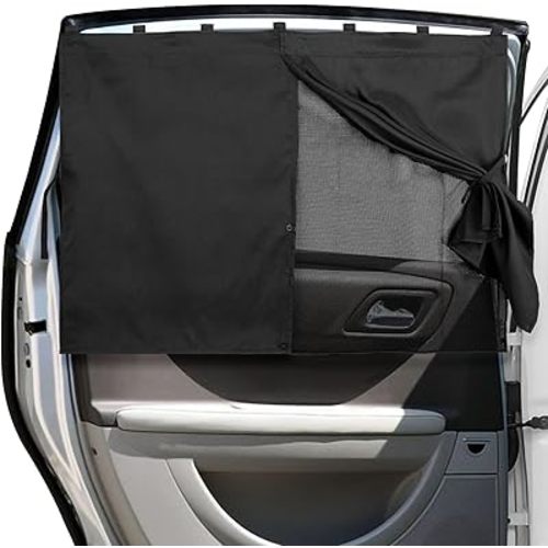 Car Window Shades, Double Layers Magnetic Car Sun Shade for Baby, Blackout/See Through Back Side Window Covers, Auto Window Curtains for UV Protection