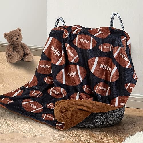 Football Baby Blanket for Boys Girls Soft Fleece Minky Blanket with Dotted Backing Double Layer Newborn Toddler Blankie for Nursery Stroller Crib Gift Ideas to Son Nephew Grandson 26.5 * 40 Inches