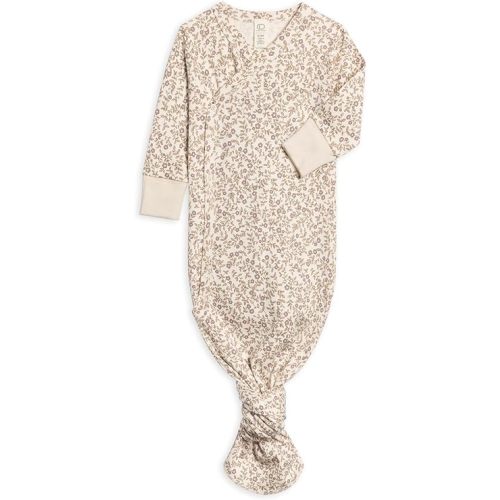 Colored Organics Baby 100% Organic Cotton Newborn Knotted Gown - Infant Indy Kimono Wrap Front Tie Knot with Mitten Cuffs