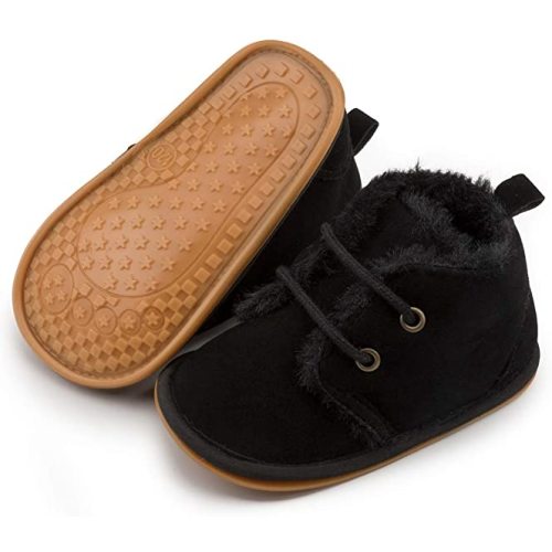 Infant Boots Snow Baby Girls Boys Fur Lace Up Warm Boots Ankle Sneaker Anti Slip Rubber Sole Toddler First Walker Winter Crib Shoes
