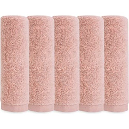 Natemia Organic Baby Washcloths (5 Pack, 12” x 12”) – 100% Organic Cotton – Ultra-Soft Baby Towels for Sensitive Skin – Newborn, Boys & Girls – Bathtime Wash Cloths, Baby Registry Must-Have (Pink)