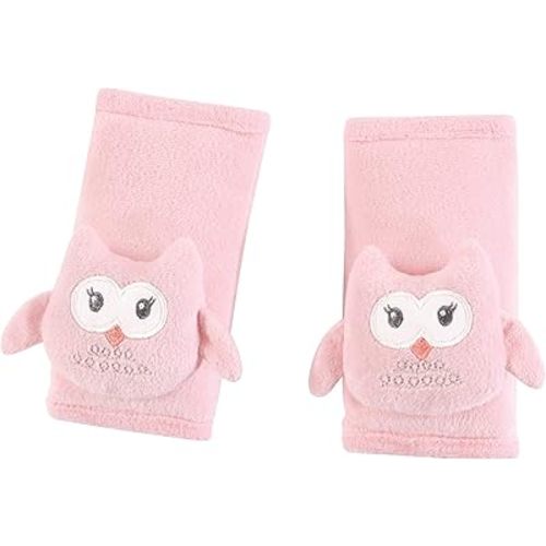 Hudson Baby Unisex Baby Cushioned Strap Covers, Pink Owl, One Size