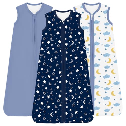 TOTCHILL Baby Sleep Sacks Lightweight, Soft & Breathable 0.5 TOG Wearable Blanket with Zipper, 3-Pack 0-3-6-12-24-4T