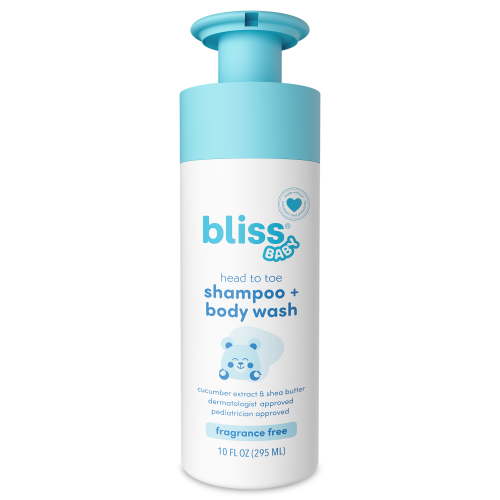 Bliss Baby Shampoo and Wash, Premium 2-in-1 for Babies, Kids, and Adults - Pediatrician Approved, Dermatologist Tested, Vegan, Fragrance-Free, Hydrating with Shea Butter and Calendula, 10 fl oz