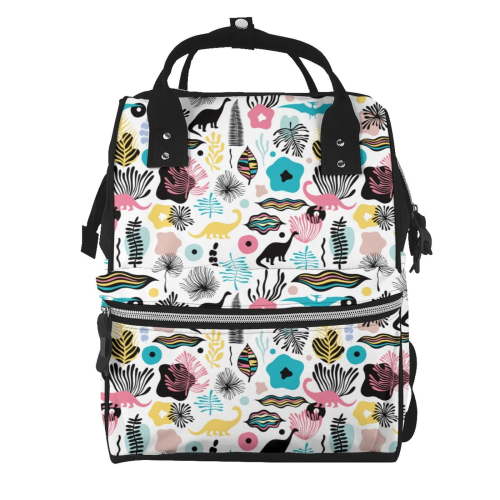 Daiia Dinosaur Large Capacity Baby Bag Waterproof Stylish Diaper Bag Mummy Backpack Adjustable Straps Diaper BagBaby Essentials Bag