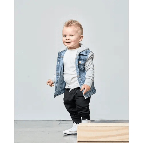 Little Bipsy Hooded Denim Jacket - Grey 3-4T