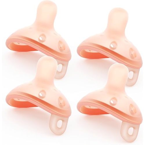 Baby Pacifiers 0-6 Months, Breast-Like Shape Soft Silicone Newborn Pacifiers with Large Air Holes, BPA-Free, 4pcs