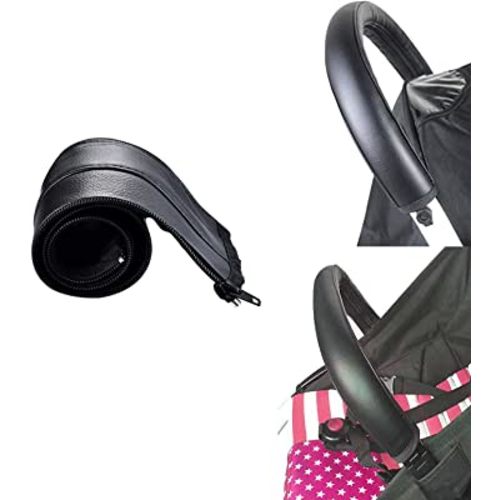 Universal Stroller Handlebar Cover – PU Leather Armrest Sleeve for Baby Strollers, Dustproof and Protective Grip for Infant and Toddler Prams, Black