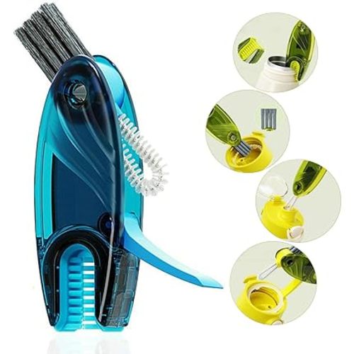 4 in 1 Multifunctional Cup Lid Cleaning Brush Set, 1pc Bright Blue, Plastic
