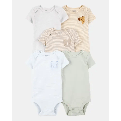 Baby 5-Pack Animals Short-Sleeve Cotton Bodysuits | Carter's