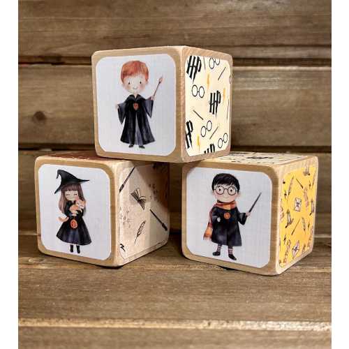 Wooden Baby Blocks - Wizard - Lightning Bolt- Nursery Room Decoration - Gender Neutral - Table Centerpiece - 2 Inch Blocks - 1st Birthday