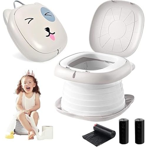 Travel Potty for Toddler Portable Foldable Potty Training Toilet for Boys Girls Baby Kids Children Indoor Outdoor,Grey