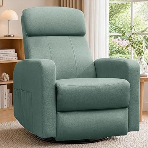 Korser Power Swivel Recliner Chairs for Adults, Electric Glider Rocking Chair Nursery, Glider Recliner Nursery Chair with Classified Side Pocket, Nursery Rocking Chairs with USB and Type-C Ports