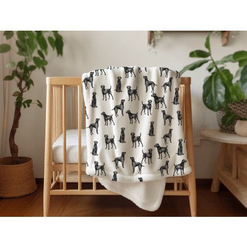 Black Lab Velveteen Baby Blanket