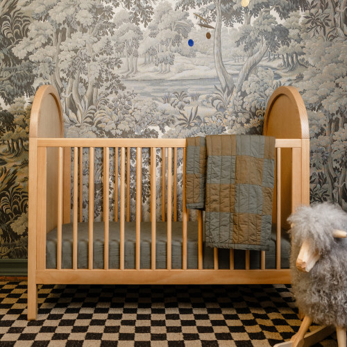 babyletto Bondi 3-in-1 Convertible Crib with Toddler Bed Conversion Kit - Honey With Natural Cane