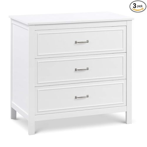 DaVinci Charlie 3-Drawer Dresser in White , 35x20x34 Inch (Pack of 1)