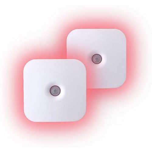 Sleep Aid Red LED Motion Sensor Portable Rechargeable Night Light Motion Activated Auto Sensor, Promotes melatonin Production and Healthy Sleep, ON-Off-Auto-Brightness Toggle, 2-Pack (Red)