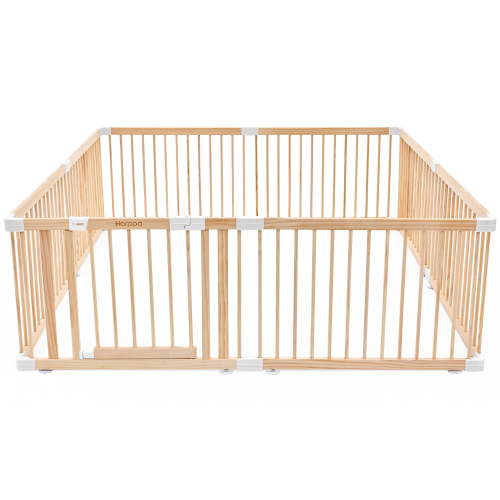 HARPPA Wooden Baby Playpen with Gate, Adjustable Panel Play Yard Fence for Toddlers, Greenguard gold certified,79.5" x 71.5" x 24"