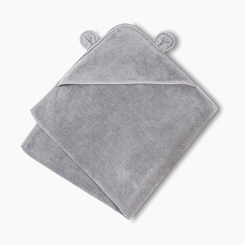 Natemia Organic Baby Hooded Towel - Grey