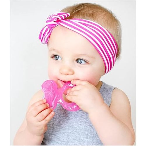 Nuby Silicone Teethe-EEZ Teether with Bristles Includes Hygienic Case, Pink