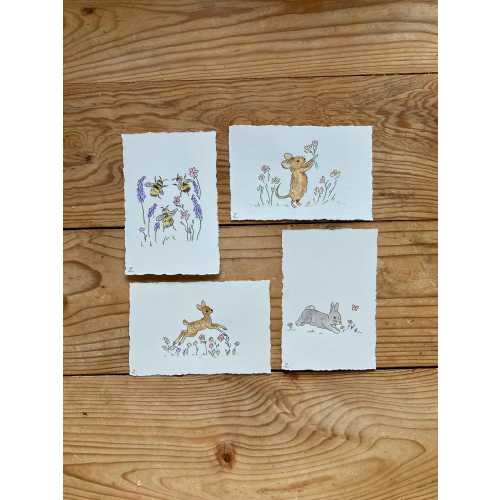 ORIGINAL Woodland Animal Artwork / Nursery Artwork / Meadow Animals / Forest Animal / Romantic Animal Paintings / Minimalist Animal Art