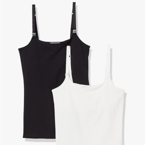 Amazon Essentials Women's Maternity Nursing Friendly Camisole with Adjustable Straps and Built-in Shelf Bra, Pack of 2