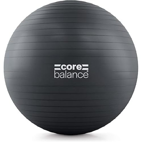 Core Balance Exercise Ball for Workouts, Anti-Burst and Slip Resistant, Swiss Yoga Ball for Pregnancy, Stability, Fitness and Physical Therapy, 4 Sizes, with Pump