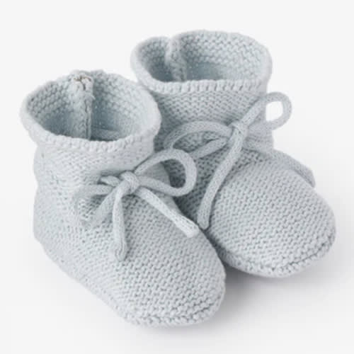 Pale Blue Garter Knit Baby Booties