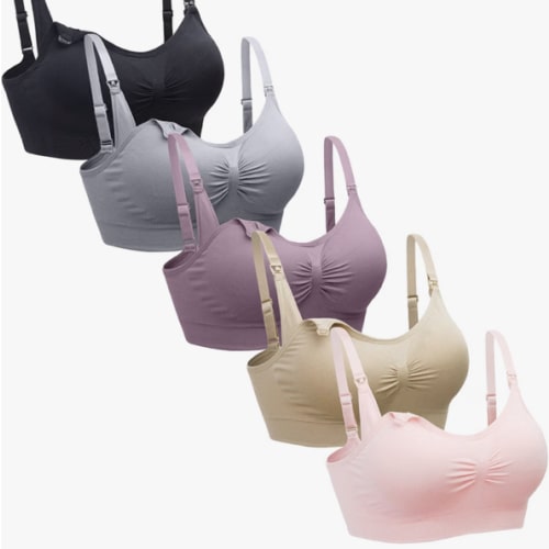 Suekaphin 5PACK Nursing Bra Wireless Bra Women's Sleeping Maternity Bra Breastfeeding Bra