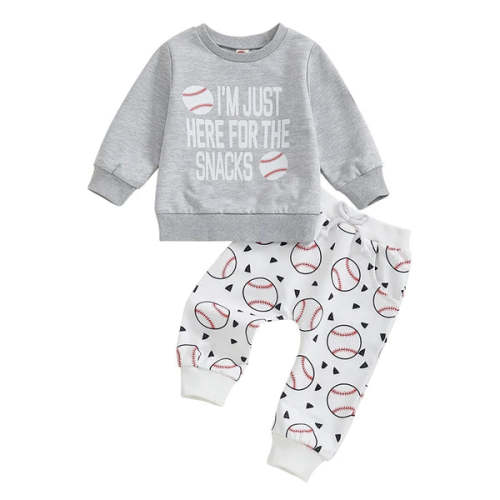 HERE FOR THE SNACKS Baseball Outfit - Hazel & Bo