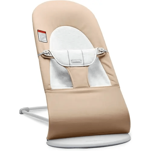 BabyBjörn Bouncer Balance Soft, Beige/Gray, Woven/Jersey | 2-in-1 Adjustable Baby Bouncer Seat and Toddler Chair, Newborn to Toddler (8-29 lbs), 4 Positions, Lightweight & Portable