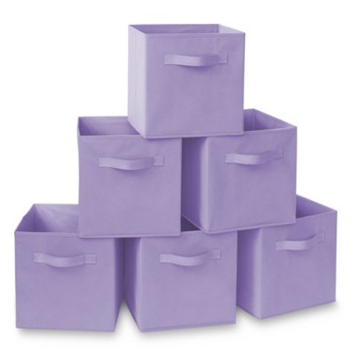 Casafield Set of 6 Collapsible Fabric Storage Cube Bins, Lavender Purple - 11" Foldable Cloth Baskets for Shelves and Cubby Organizers