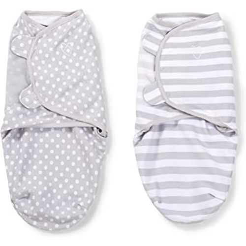 SwaddleMe Original Swaddle – Size Small, 0-3 Months, 2-Pack (Grey Dot Stripe)
