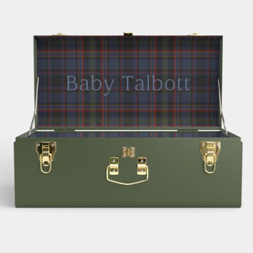 Petite Trunk - Hunter green trunk - plaid inside // personalized name