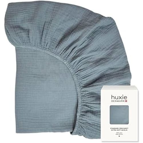 Crib Sheets – Organic Cotton Muslin Fitted Crib Sheet – Standard Size for Baby Boy and Baby Girl 28" x 52" Ultra-Soft and Breathable. (Tradewinds)