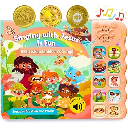 GO GO Songs of Creation and Praise: Christian Baby Books with 8 Songs, Singing Toy, Sound Play for Ages 1-5, Musical Learning, and Interactive Praise Gift for Kids, Bible for Toddlers 1-3