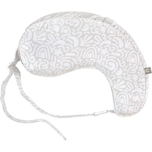 Boppy Uplift Nursing Pillow - Wedge Bottle & Breastfeeding Pillow to Reduce Spit-Up and Reflux Symptoms, with Body-Inclusive Opening and Belt, Baby Safety Alliance Verified - Cream Retro Squiggles