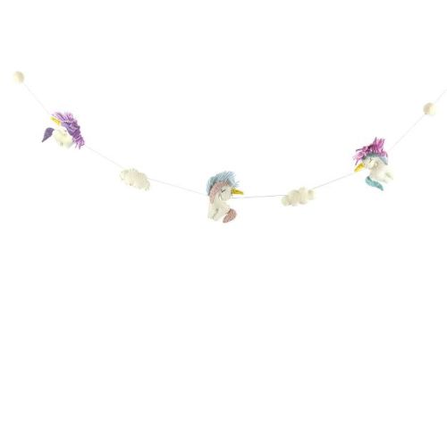 Slickblue 35" Handmade Unicorn Theme Felt Garland for Nursery Décor & Party – 1" Pom Poms