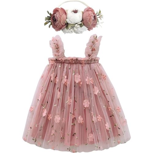 BGFKS Layered Tulle Tutu Dress for Toddler Girls,Baby Girl Rainbow Tutu Princess Skirt Set with Flower Headband.