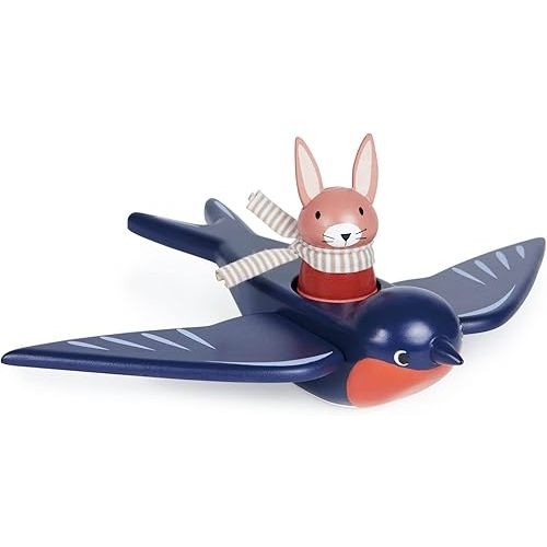 Tender Leaf Toys - Swifty Bird - Solid Wood Bird Toy with Removeable Bunny Character - Open-Ended Play Toy for Toddler Boys and Girls - Explore Role-Play and Imagination - Age 3+