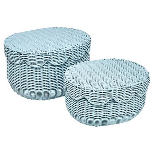 Emryn House PE Rattan Storage Baskets with Lids - Set of 2 | HSN