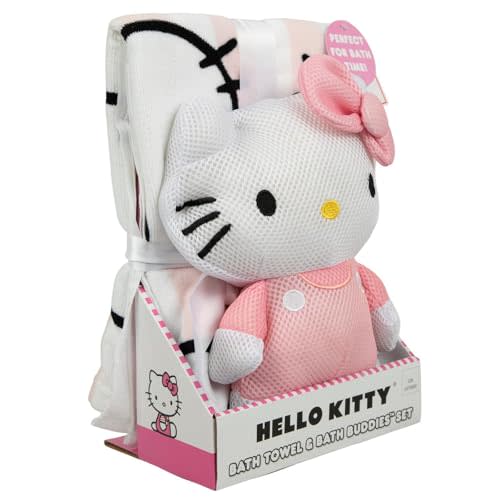 Hobby Lobby Hello Kitty Bath Towel and Bath Buddy Set, Pink and White, 50" x 25" Towel, 12" x 8" x 4" Plush