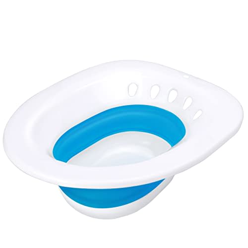 Pochik Sitz Bath for Toilet Seat, Sitz Baths for Hemorrhoids and Postpartum Care, Yoni Steam Seat, Collapsible Basin for Epsom Salt Soak, Sits Bath Kit for Women - Cerulean