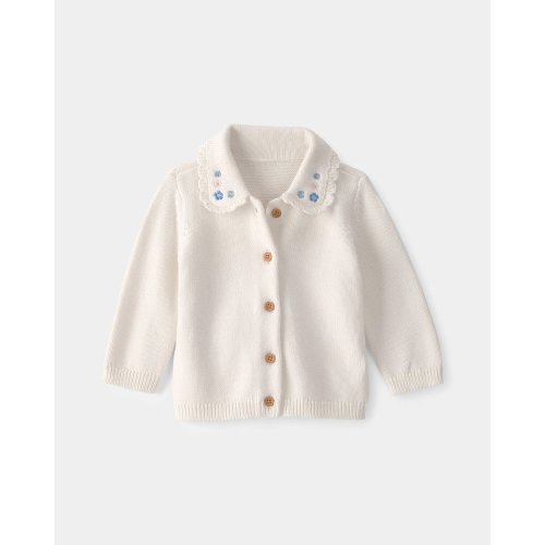 Baby Girl Floral Button-Up Cardigan Sweater - Ivory - OshKosh B'gosh | Carter's
