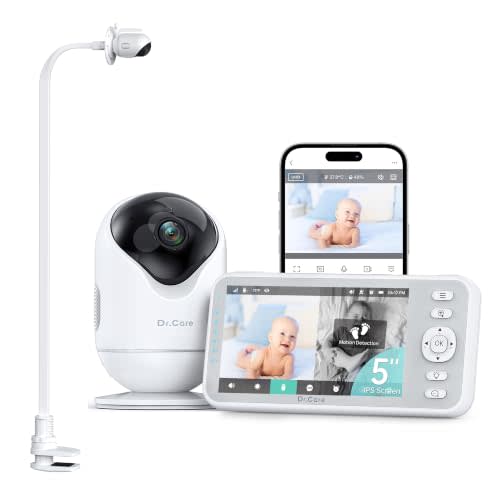 Dr.Care VistaView 5" 1080P Smart WiFi Baby Monitor with Camera ＆ Clip Mount | App Control, Motion Alert & Sound Indicator, Triple Security, Night Vision, 5000mAh Removable Battery, 2-Way Talk, Multi-User